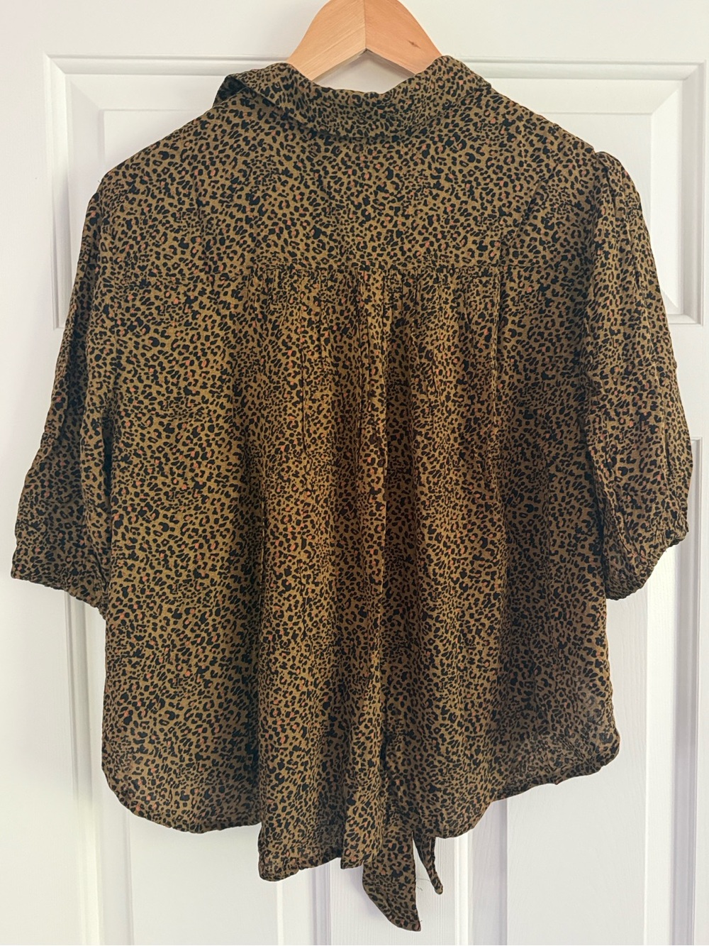 Free People Celia Leopard Printed Tie-Front Blouse - Picture 6 of 8